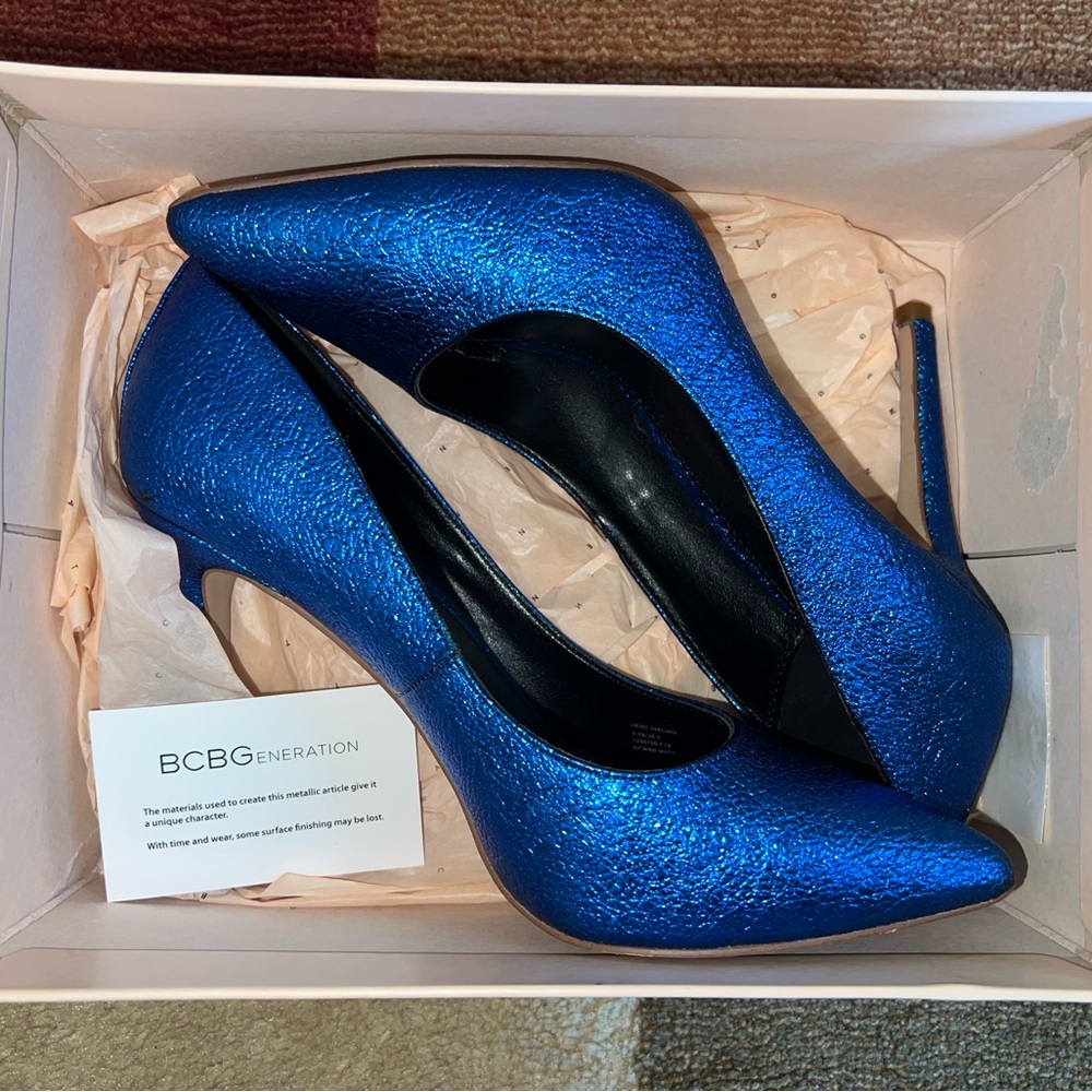 BCBGeneration Women's Metallic Blue Heels